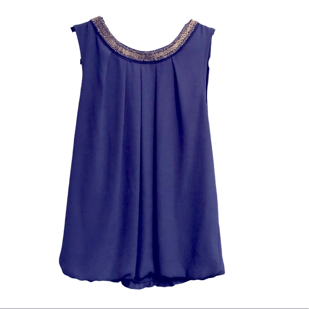 Jewelled Neckline Dressy Subtle Sexy blouse Sz 6